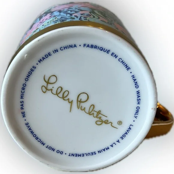 Lilly Pulitzer “Bringing Mermaid Back” Pink & Blue with Gold Trim Mug - Picture 4 of 7